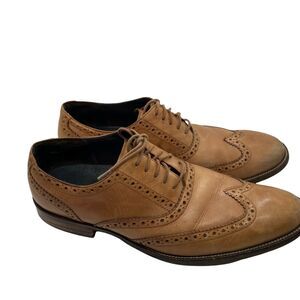 Cole Haan Mens Williams C12210 Tan Wingtip Lace Up Oxford Dress Shoes Size 9 M